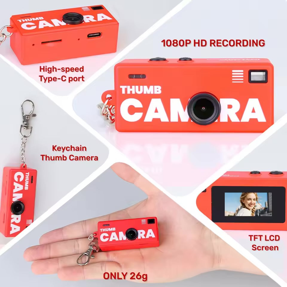 Mini Keychain Camera – 1080P Retro Digital Camcorder with Flash & Memory Card Support