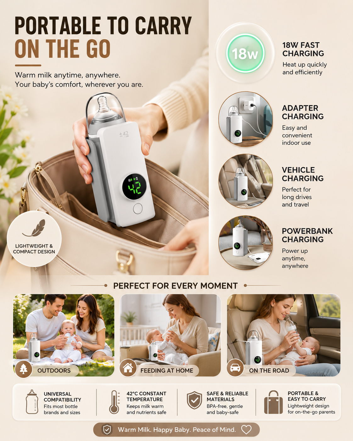 Portable Rechargeable Baby Bottle Warmer