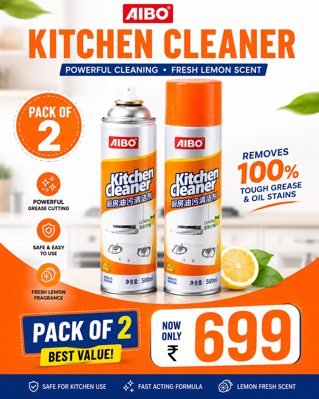 Orange Kitchen Cleaner Spray Combo Offer