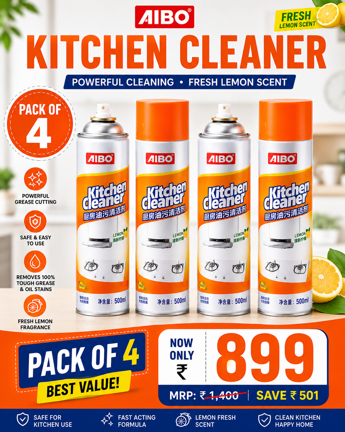 Orange Kitchen Cleaner Spray Combo Offer