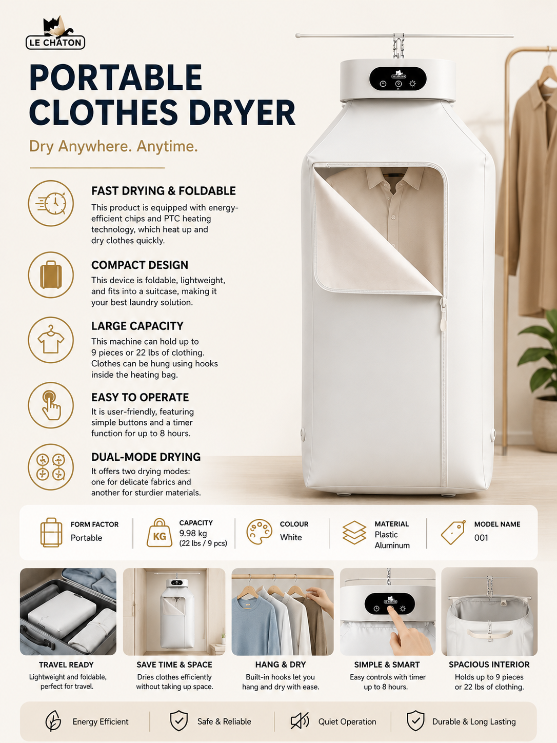 Portable Foldable Clothes Dryer