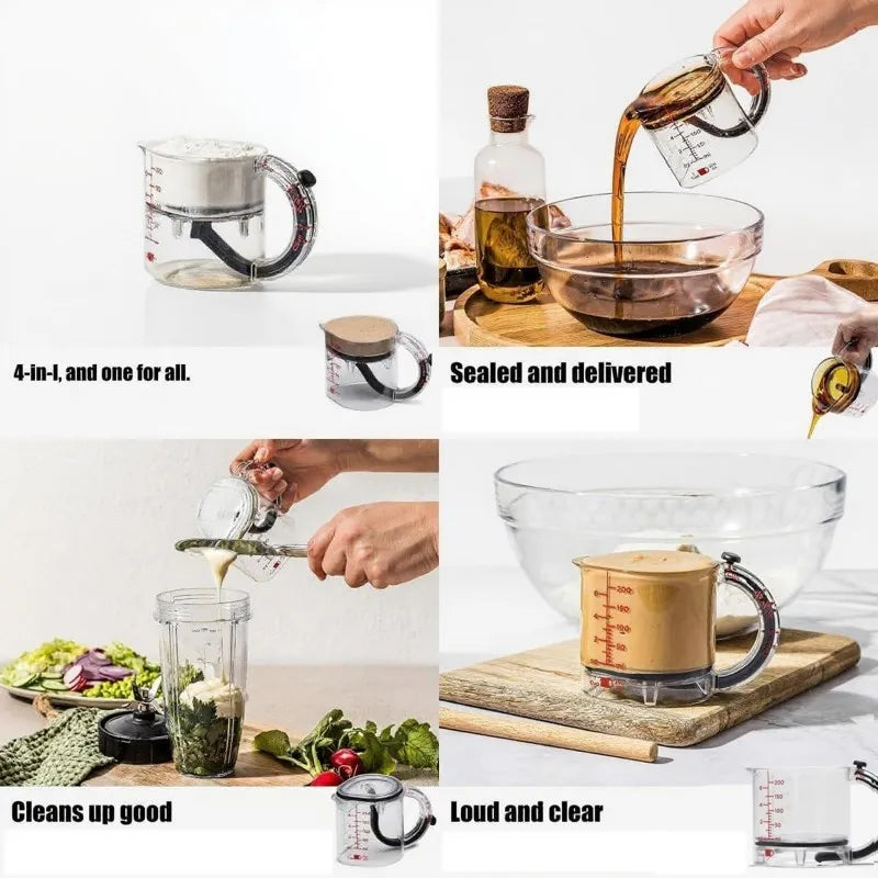 Adjustable Measuring Cup | Multi-Function Kitchen Measuring Cup with Scraper Seal