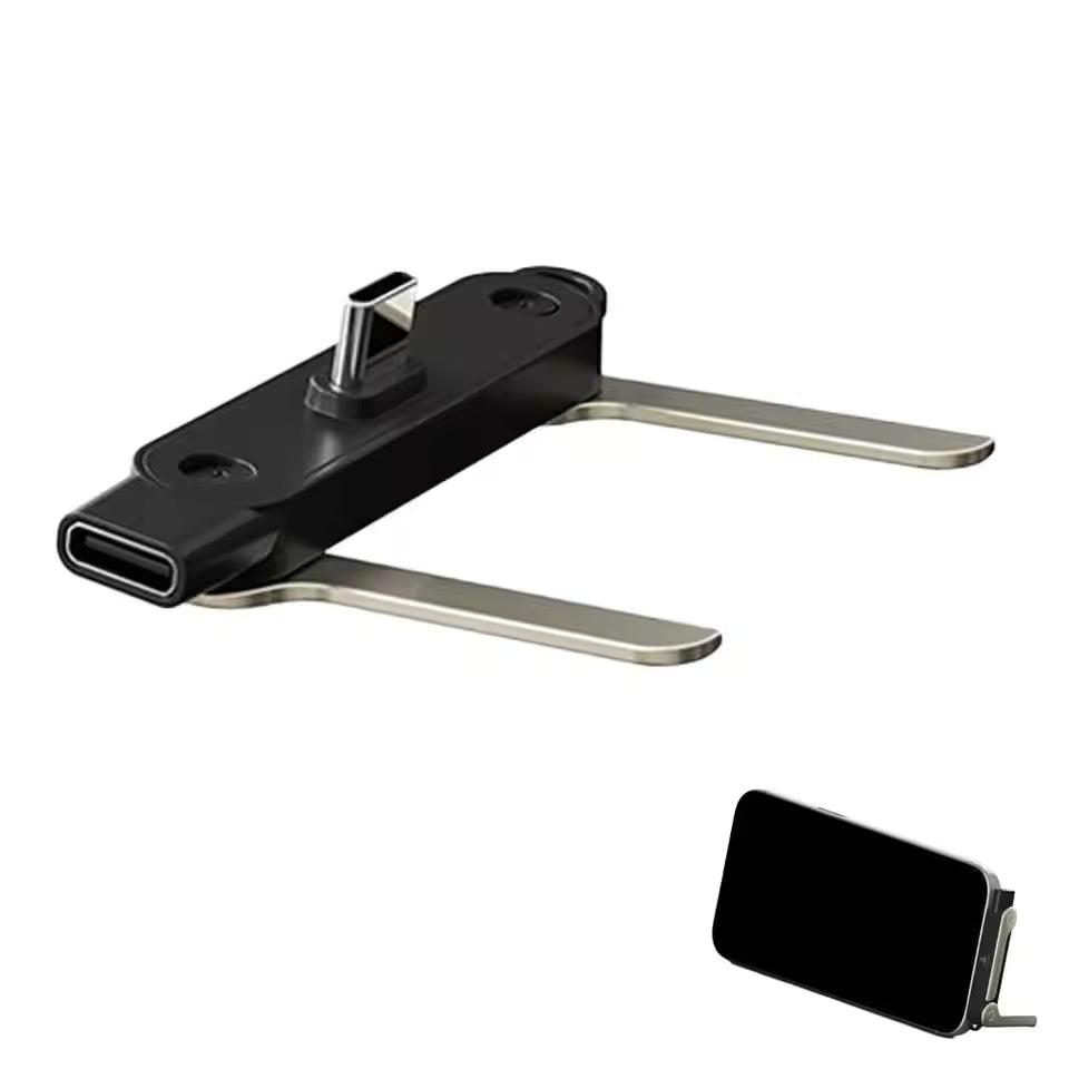 Basemo 240W Fast Charging Cable – Invisible Holder Sideways Charger with Bracket Stand, 90° L Shape Data Cable for iPhone & Type-C Devices