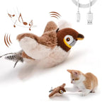Rechargeable Chirping Flapping Bird Cat Toy – Touch Activated Plush Pet Toy for Cats & Dogs (No Flying)