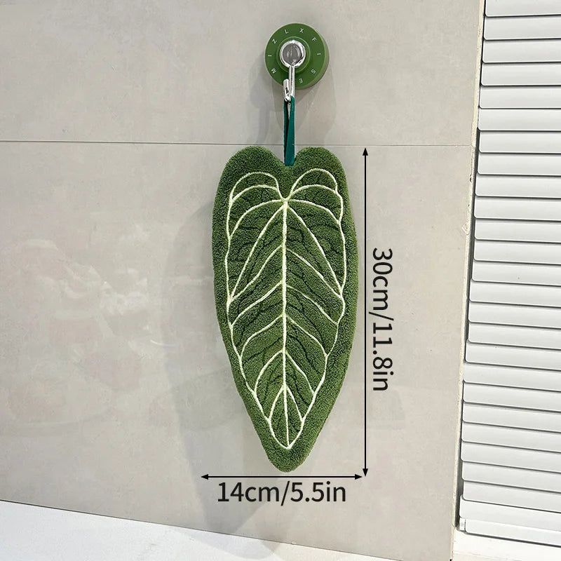 Leaf Shape Hand Towel | Super Absorbent Hanging Kitchen & Bathroom Towel