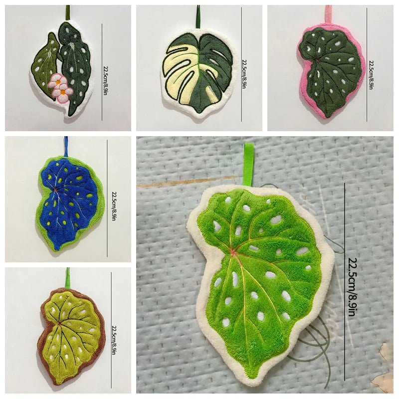 Leaf Shape Hand Towel | Super Absorbent Hanging Kitchen & Bathroom Towel