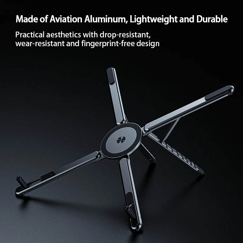 Rotating Foldable Laptop Stand | Magnetic Adjustable Holder for Laptop, Tablet & Phone
