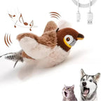 Rechargeable Chirping Flapping Bird Cat Toy – Touch Activated Plush Pet Toy for Cats & Dogs (No Flying)