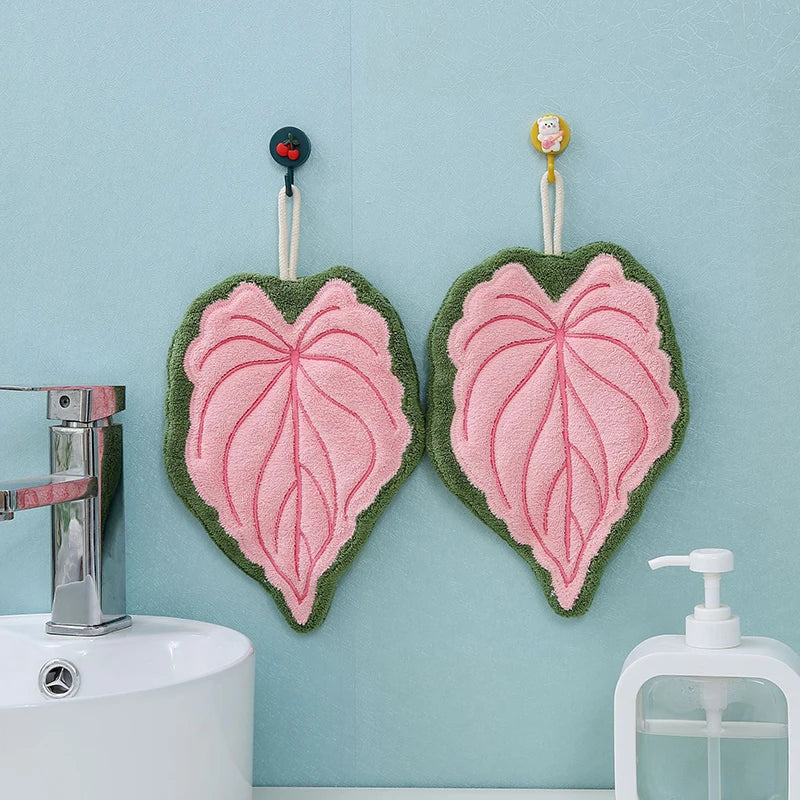 Leaf Shape Hand Towel | Super Absorbent Hanging Kitchen & Bathroom Towel
