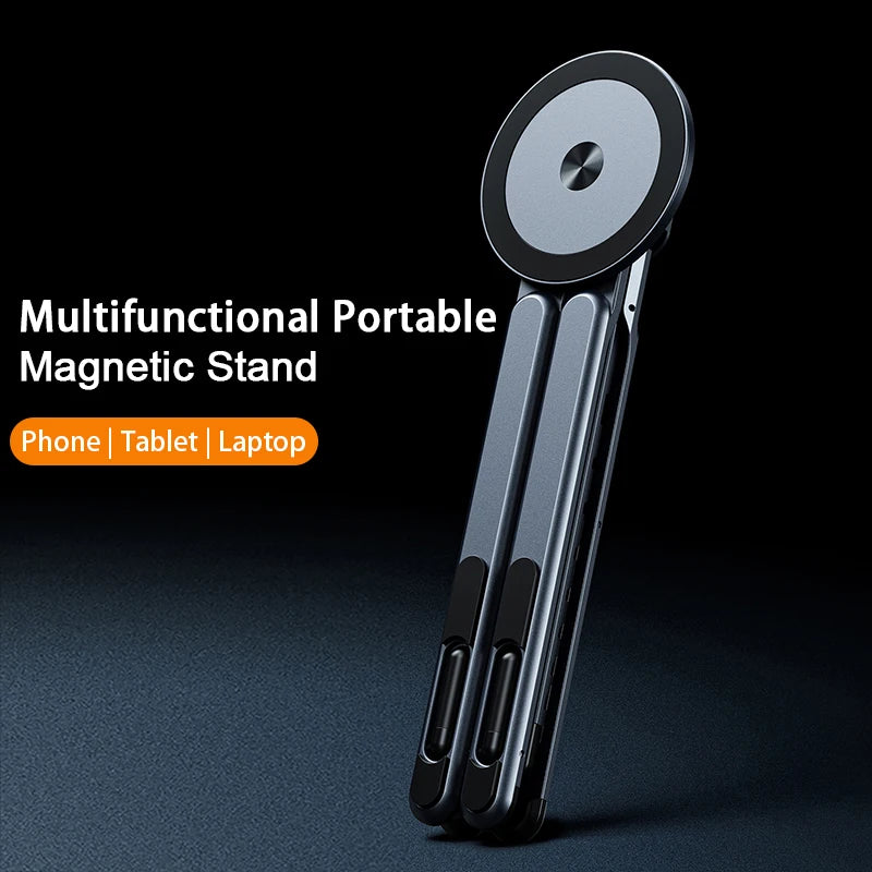 Rotating Foldable Laptop Stand | Magnetic Adjustable Holder for Laptop, Tablet & Phone