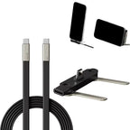 Basemo 240W Fast Charging Cable – Invisible Holder Sideways Charger with Bracket Stand, 90° L Shape Data Cable for iPhone & Type-C Devices