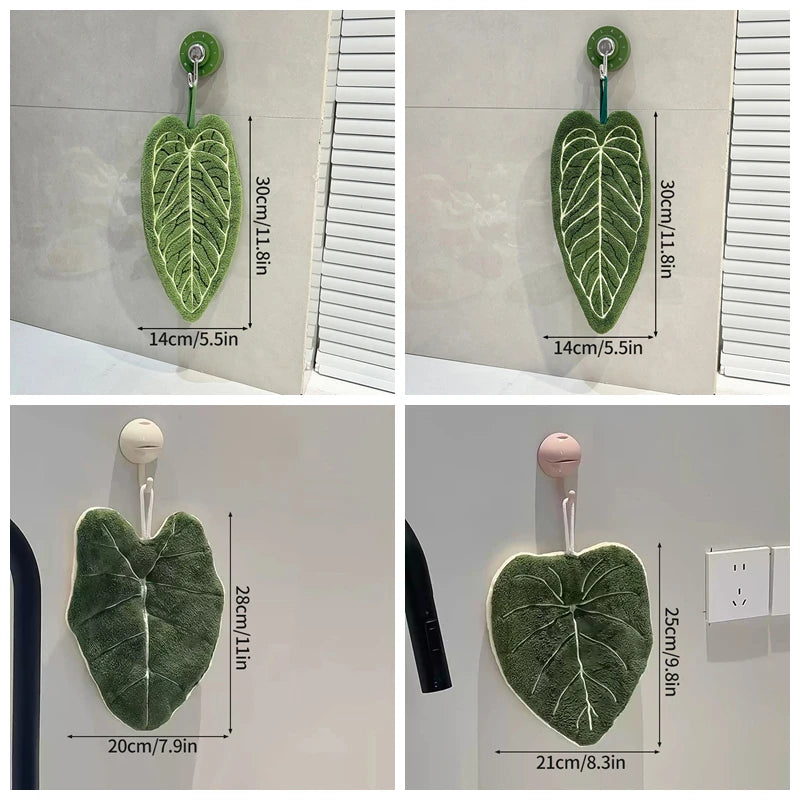 Leaf Shape Hand Towel | Super Absorbent Hanging Kitchen & Bathroom Towel