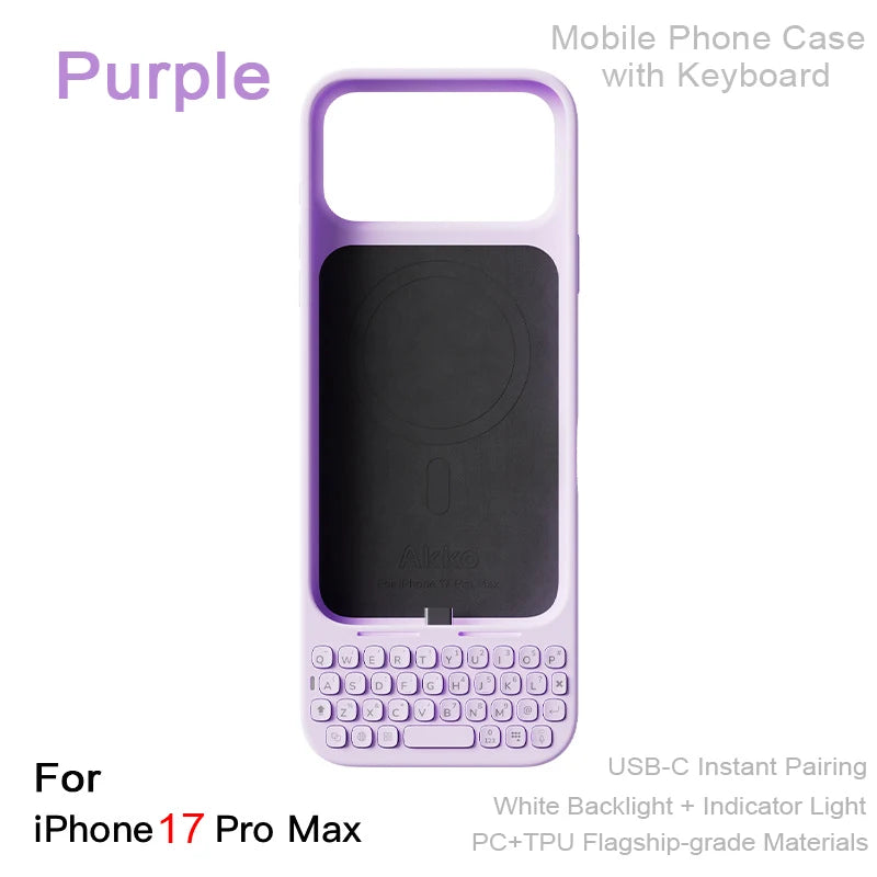 Magnetic Keyboard Phone Case | All-in-One External Keyboard Case for iPhone 16/17 Pro Max