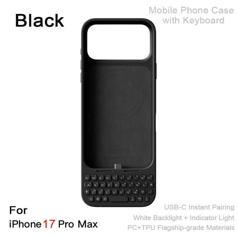 Magnetic Keyboard Phone Case | All-in-One External Keyboard Case for iPhone 16/17 Pro Max