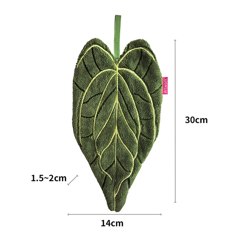 Leaf Shape Hand Towel | Super Absorbent Hanging Kitchen & Bathroom Towel