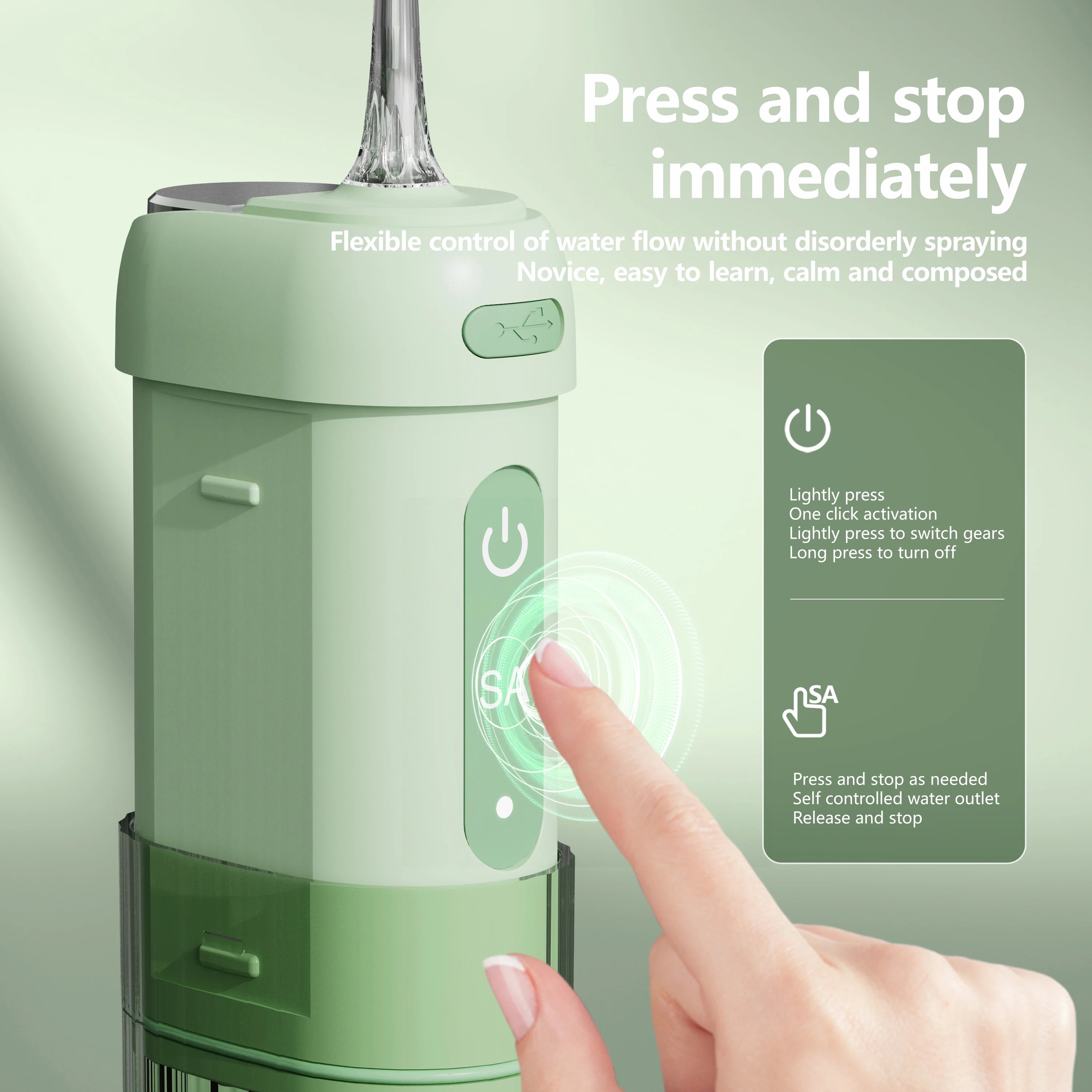 USB Rechargeable Water Flosser | Portable Oral Irrigator with 3 Cleaning Modes & 5 Jet Tips