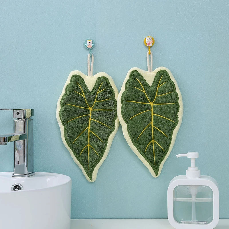Leaf Shape Hand Towel | Super Absorbent Hanging Kitchen & Bathroom Towel