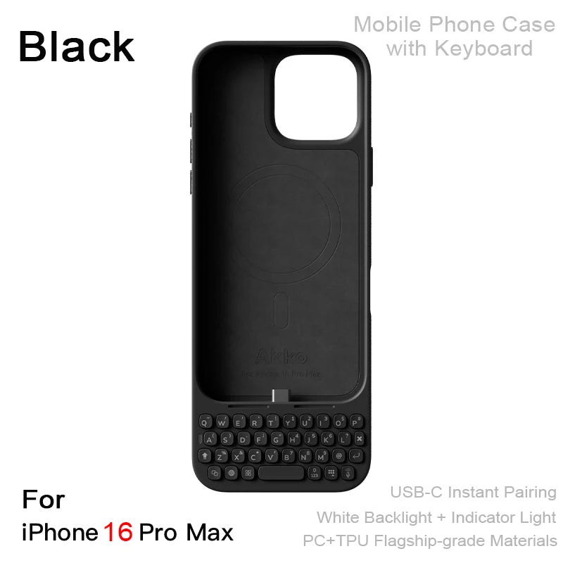 Magnetic Keyboard Phone Case | All-in-One External Keyboard Case for iPhone 16/17 Pro Max
