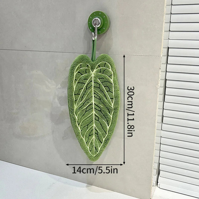 Leaf Shape Hand Towel | Super Absorbent Hanging Kitchen & Bathroom Towel