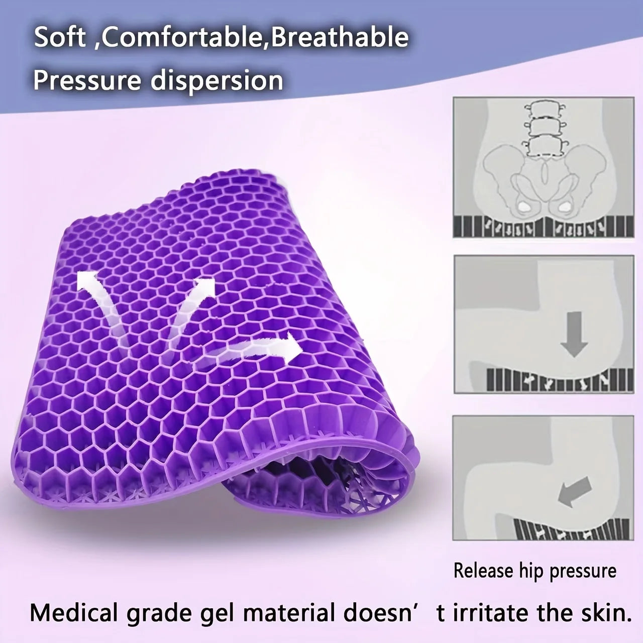 Ultra-Comfort Gel Seat Cushion Set with Breathable Honeycomb Design