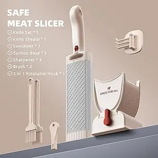ONCE for All Meat Slicer and Cleaver Kitchen Knife Set for Meat Slicing and Shredding, Manual Fresh Meat Cutter, Slicer for Beef