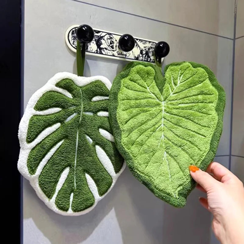 Leaf Shape Hand Towel | Super Absorbent Hanging Kitchen & Bathroom Towel
