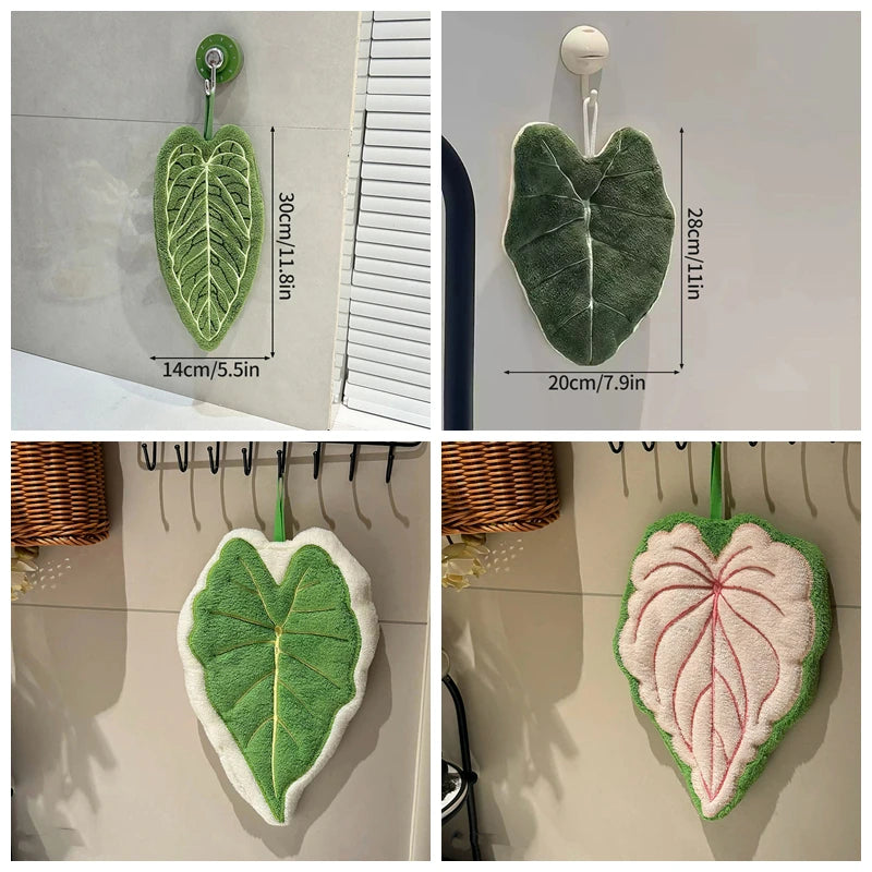 Leaf Shape Hand Towel | Super Absorbent Hanging Kitchen & Bathroom Towel