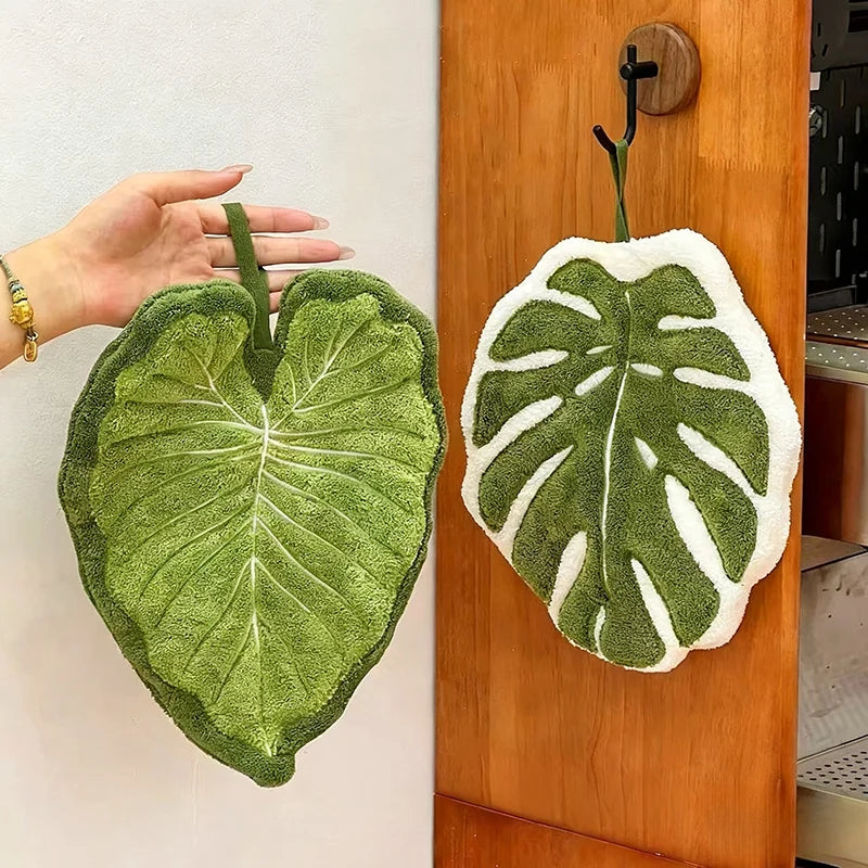 Leaf Shape Hand Towel | Super Absorbent Hanging Kitchen & Bathroom Towel