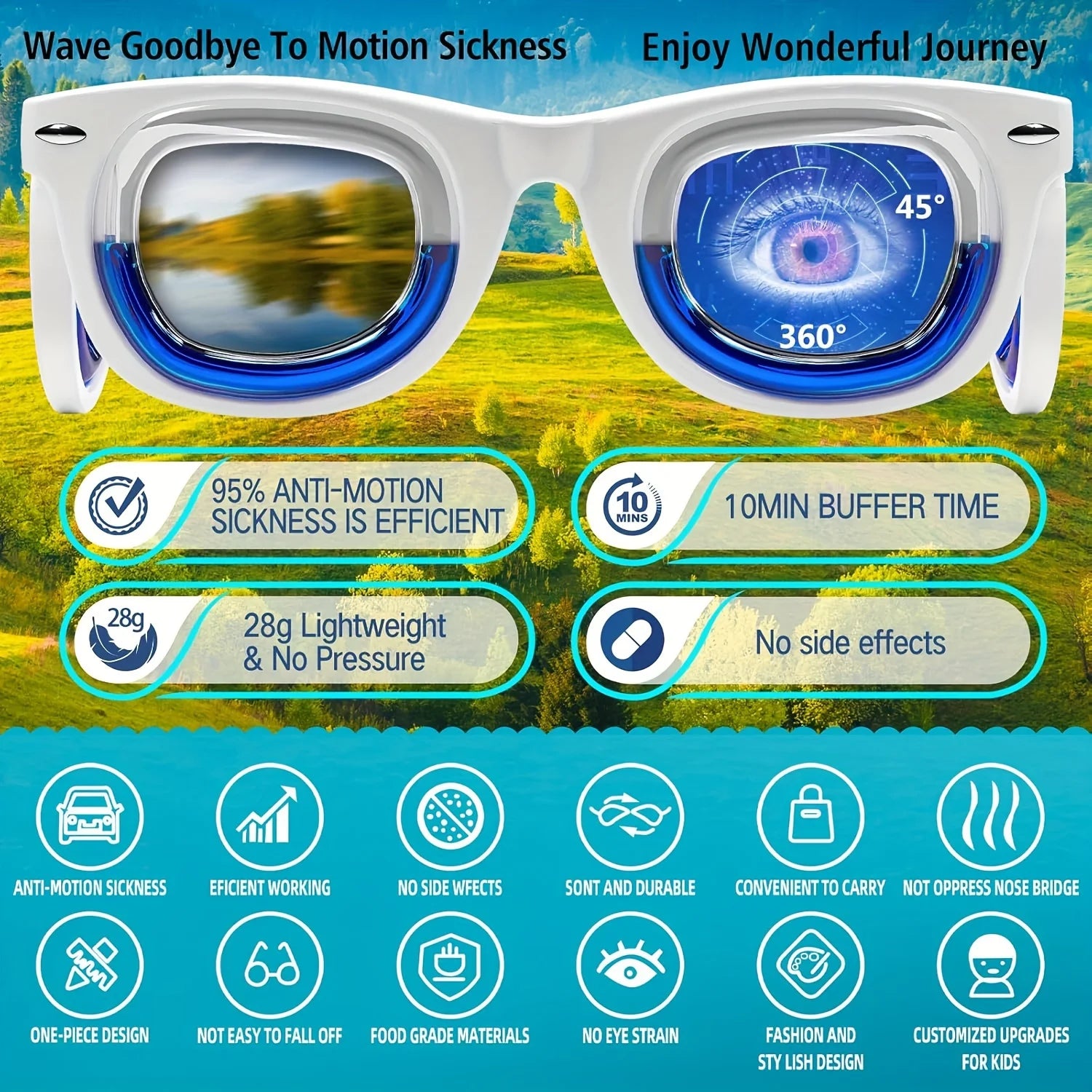 Kids' Motion Sickness Glasses - Ultra-Light Travel