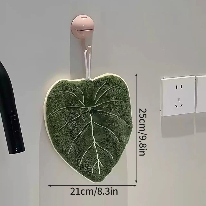 Leaf Shape Hand Towel | Super Absorbent Hanging Kitchen & Bathroom Towel