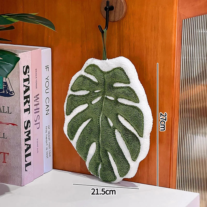 Leaf Shape Hand Towel | Super Absorbent Hanging Kitchen & Bathroom Towel