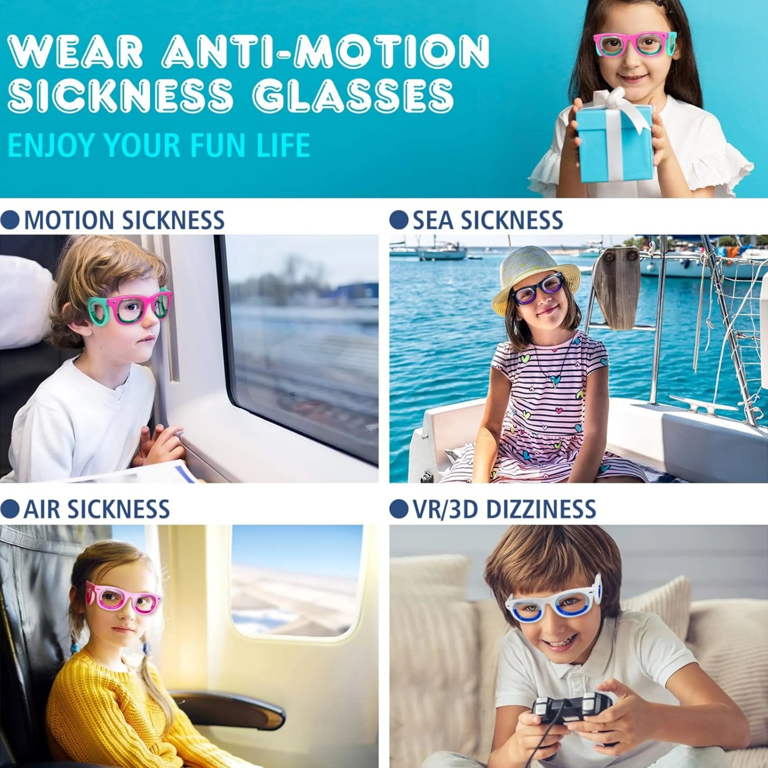 Kids' Motion Sickness Glasses - Ultra-Light Travel