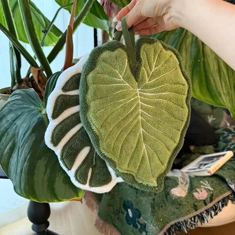 Leaf Shape Hand Towel | Super Absorbent Hanging Kitchen & Bathroom Towel