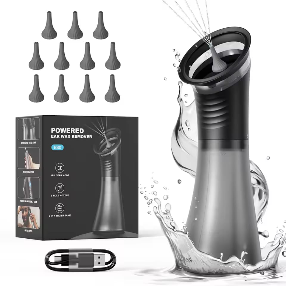 Electric Ear Wax Removal System – Water Powered Ear Cleaning Tool with 3 Pressure Settings
