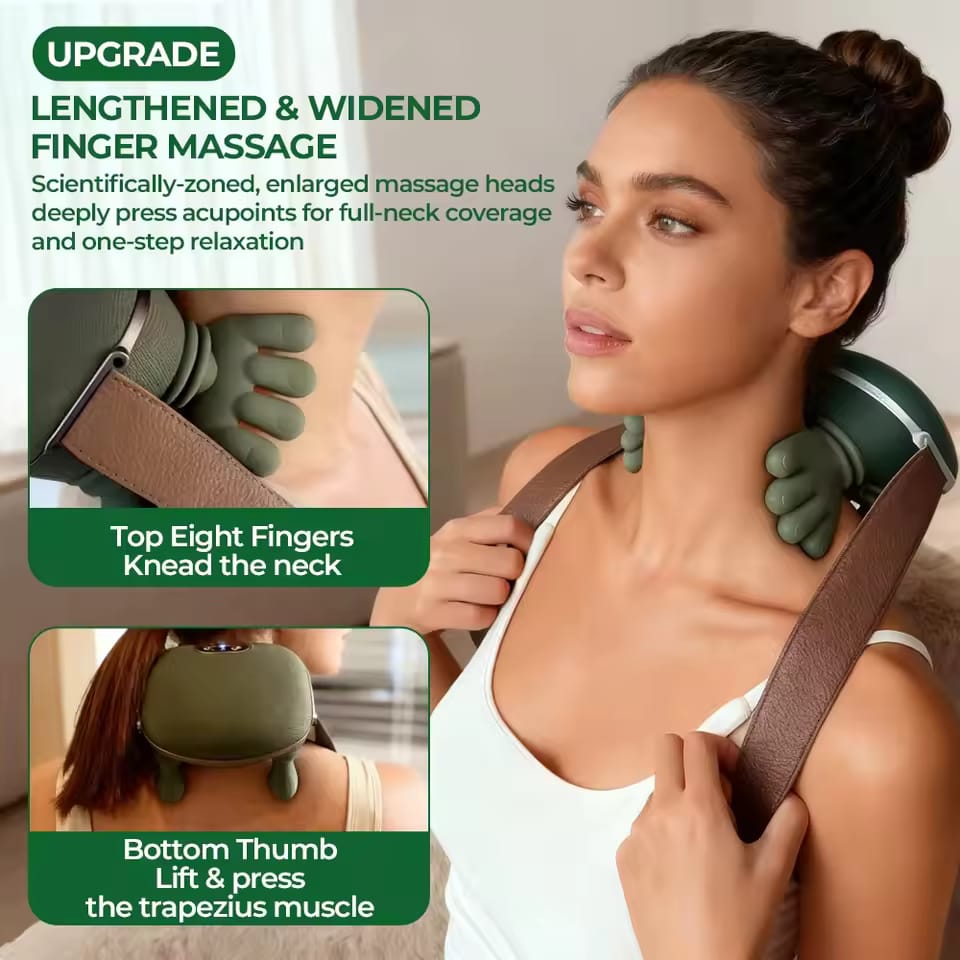 Bionic Finger Neck & Shoulder Massager – Wireless Cervical Trapezius Kneading Massage Shawl with Brushless Motor for Pain Relief
