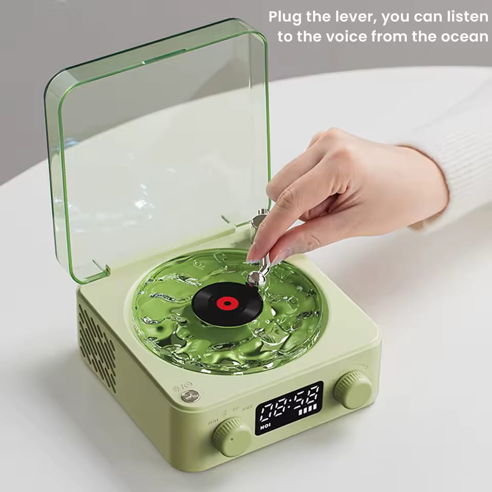 Portable Bluetooth Speaker Mini Retro Vinyl Player with RGB Lights Wireless Sleep Aid Speaker