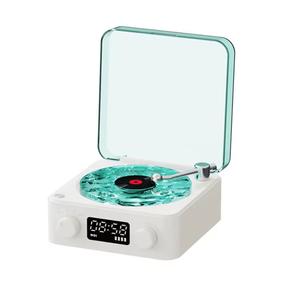 Portable Bluetooth Speaker Mini Retro Vinyl Player with RGB Lights Wireless Sleep Aid Speaker