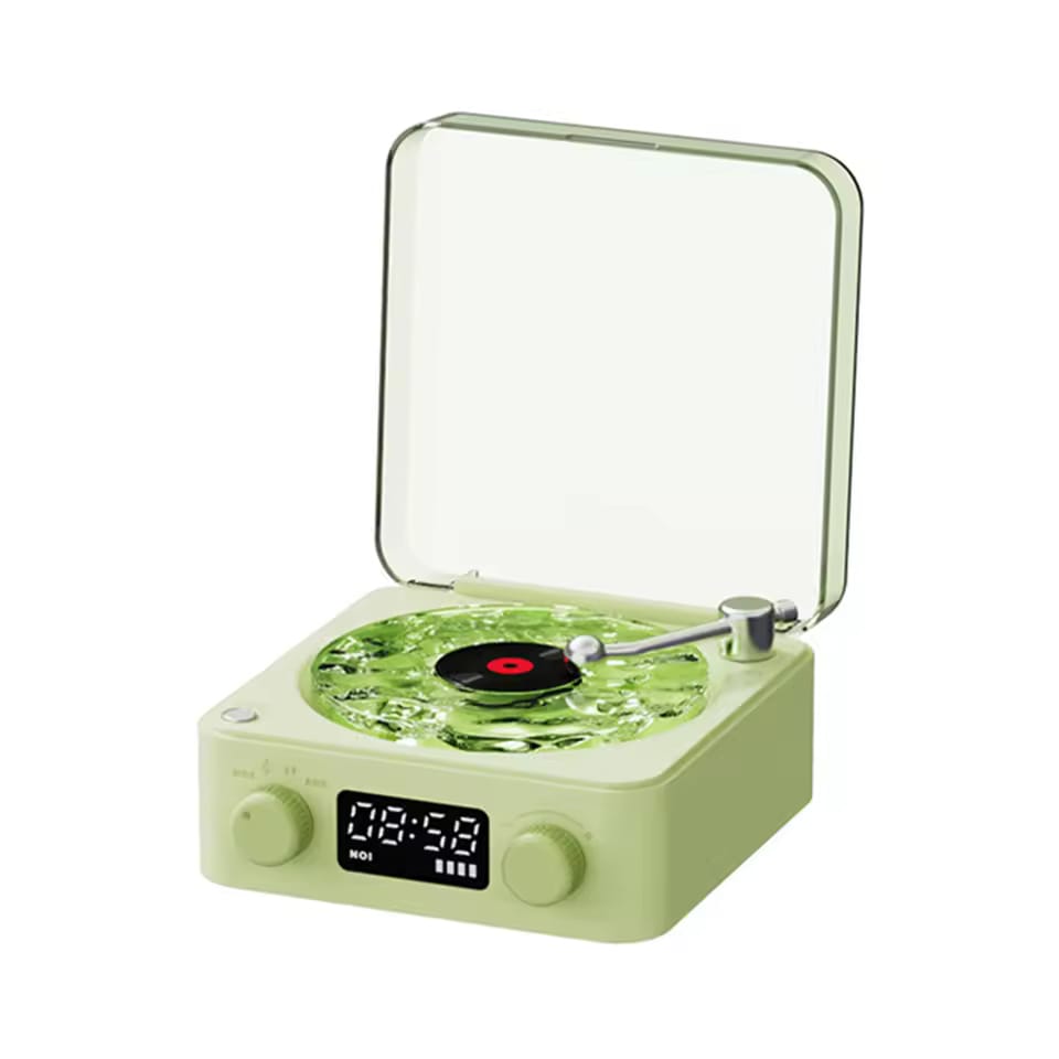 Portable Bluetooth Speaker Mini Retro Vinyl Player with RGB Lights Wireless Sleep Aid Speaker