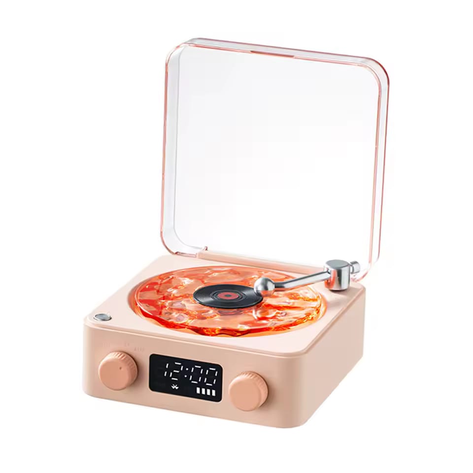 Portable Bluetooth Speaker Mini Retro Vinyl Player with RGB Lights Wireless Sleep Aid Speaker