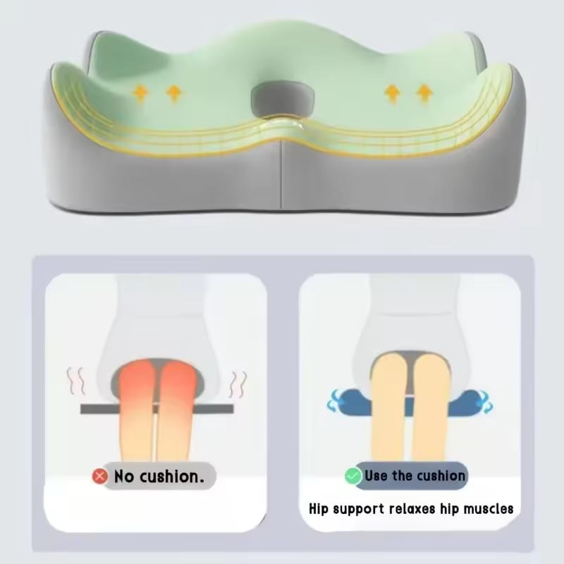 Ergonomic Memory Foam Lumbar Support Pillow 3-Zone Seat Cushion for Office Chair Car & Wheelchair