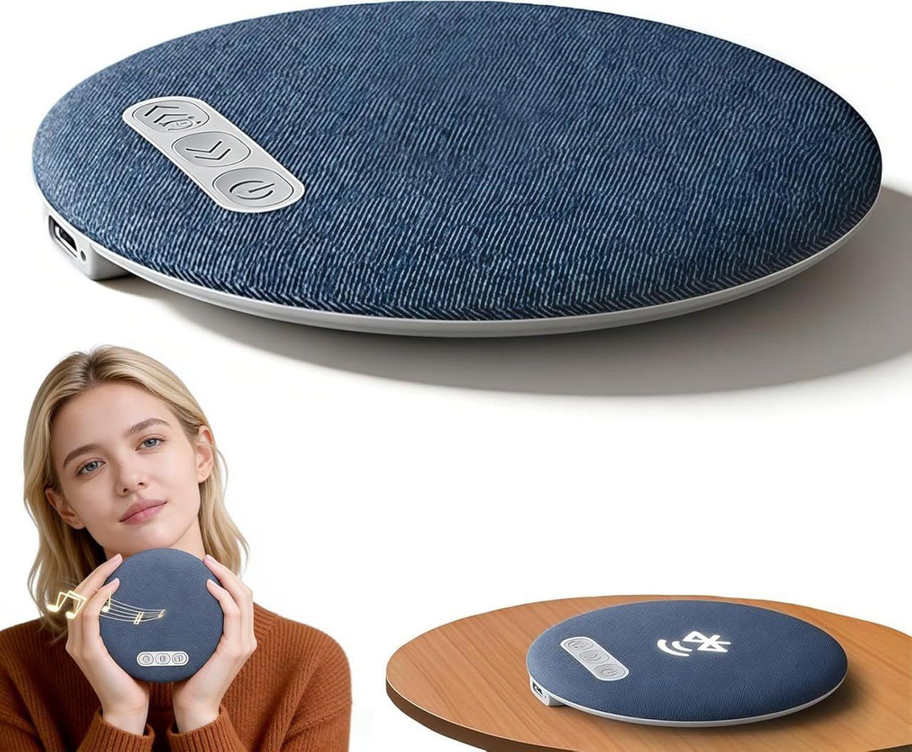 Wireless Bluetooth Pillow Speaker – Portable Fabric Sleep Speaker with Rechargeable Battery